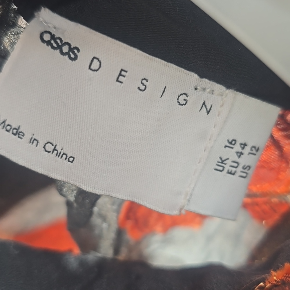 ASOS Florals on High-Neck‎ Ruffle Mini Dress - Orange/Black - Picture 6 of 11